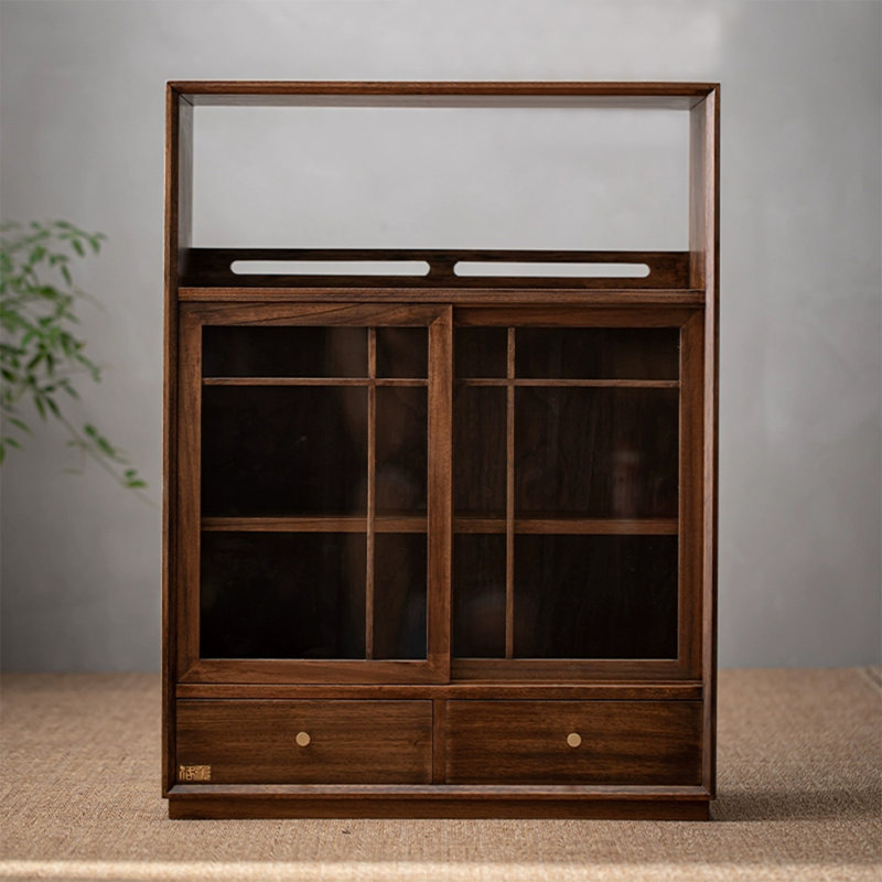 Modern Black Solid Wood Sideboard