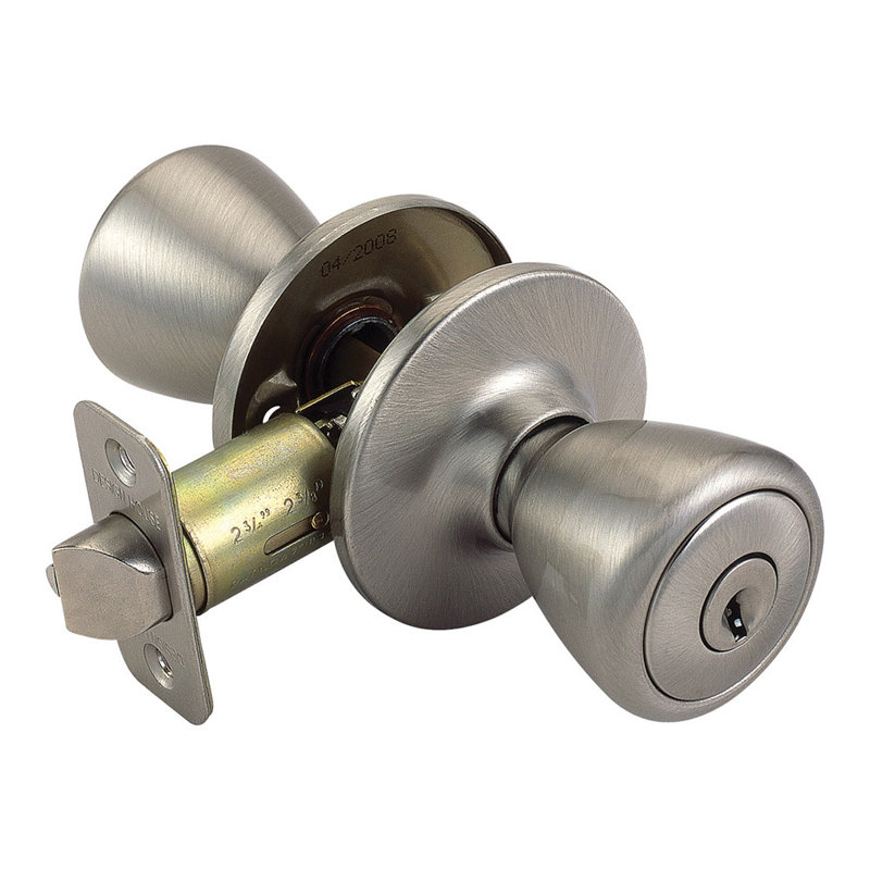 Bouton de porte d'entrée Tulip, Nickel satiné, Loquet à double verrouillage