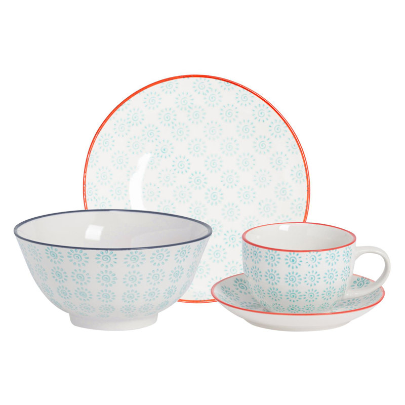 24 Piece Porcelain China Dinnerware Set - Service for 6