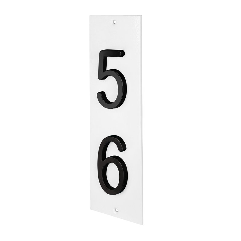 Plaque d'adresse verticale en aluminium Royal Shade, Noir, Oui, Blanc