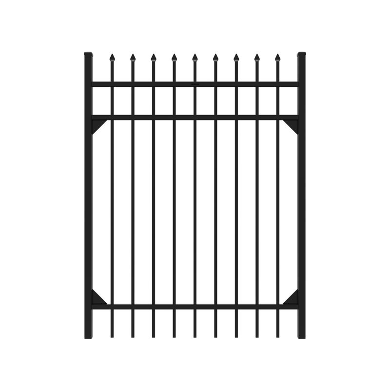 Athens Gloss Black Aluminum Pressed Spear Design Gate, 60" H x 48" W x 2" D