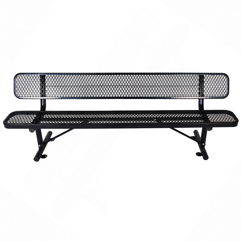 Banc 8 pi pour l'extérieur en acier avec dossier, H 32,5 po x l 96 po x P 23,2 po