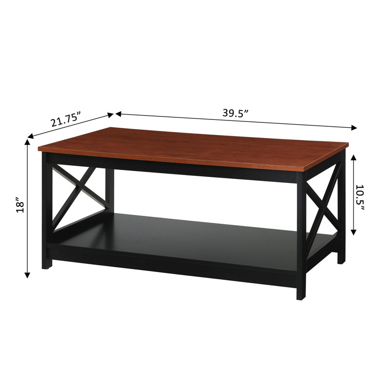 Table basse à 4 pieds avec rangement Darek, Cerisier
