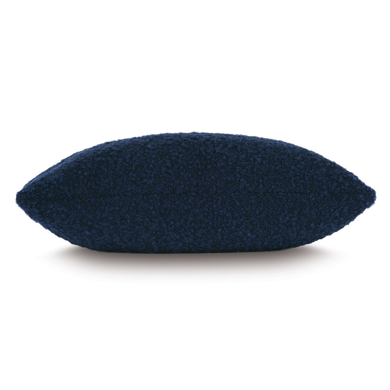 Marl Solid Colour Feather Reversible Throw Pillow, Indigo, Rectangle 15"H x 26"W