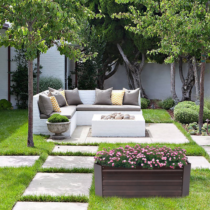 Lit de jardin surélevé en métal 31,5 po Severson, H 11,8 po x l 31,5 po x P 11,8 po