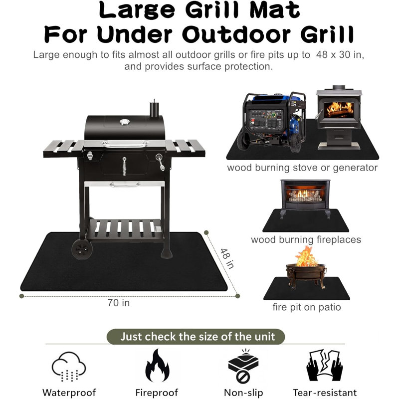 Grand sous-tapis de barbecue de 70 po x 48 po pour la protection de la terrasse du barbecue
