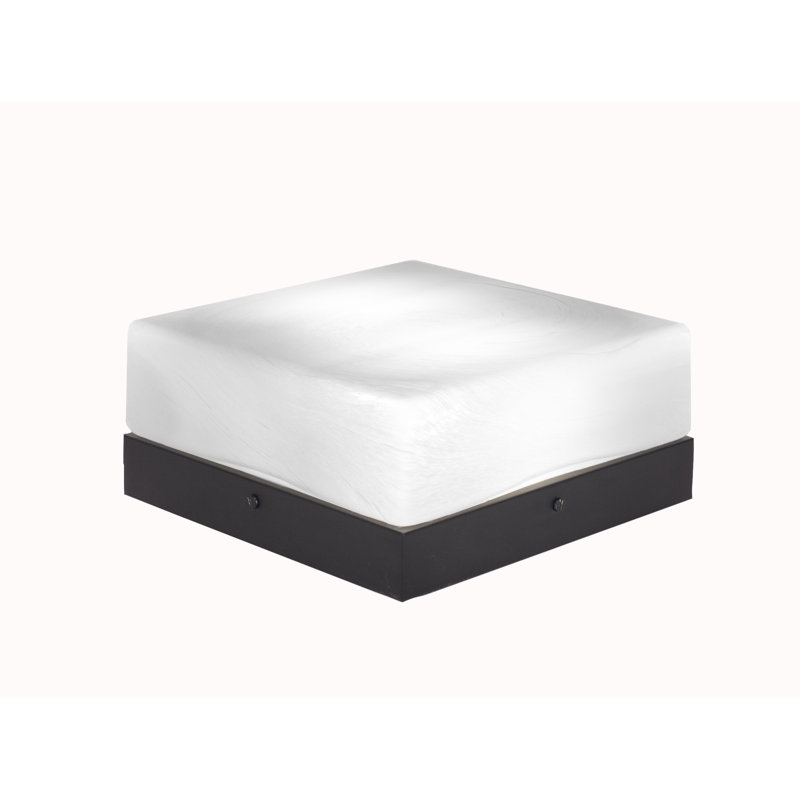 10" Flush Mount, 2-Bulbs, Shown In Matte Black Finish With White Marble Glass