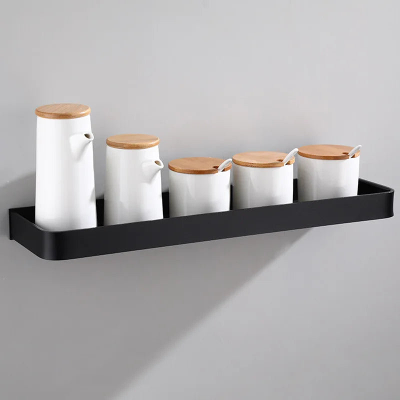 Tablette de douche en aluminium - Support de rangement mural en coin noir pour salle de bain