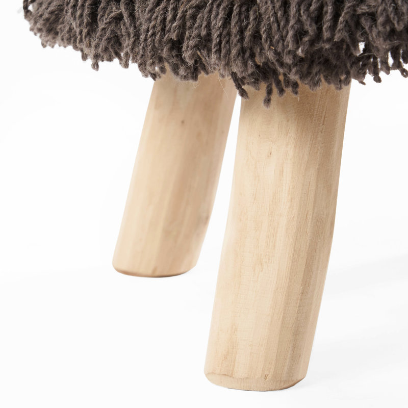 Fabriqué à la main 16,41 po - Combinaison de laine et de coton avec base en bois d'eucalyptus robuste de 16 po
