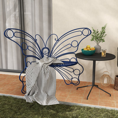 Chaise de patio extérieure en métal en forme de papillon, banc décoratif de jardin creux en fer pour balcon de porche de jardin, plusieurs options de couleurs
