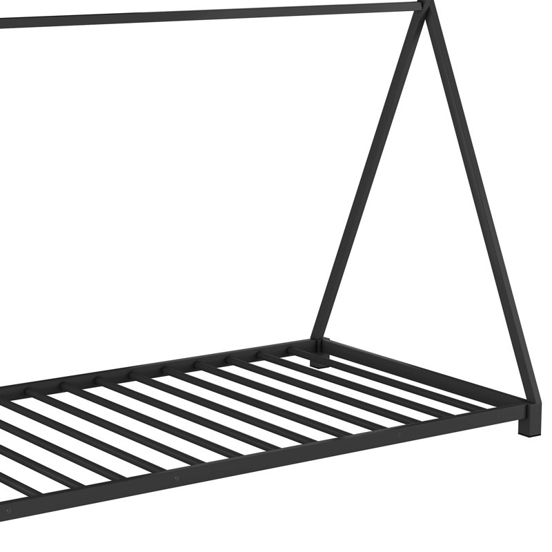 Lit simple en métal Floare par Latitude Run®, Noir
