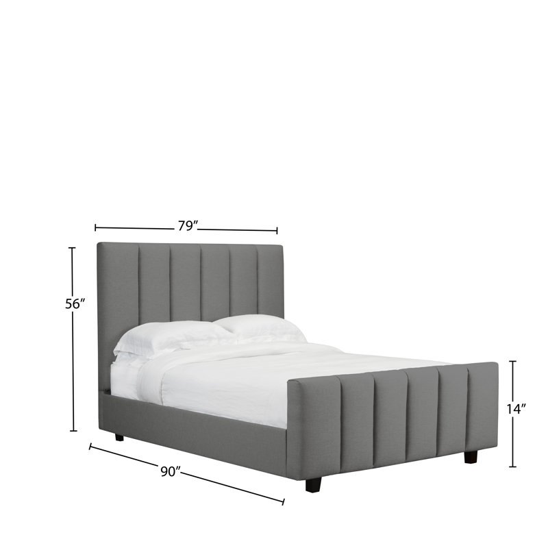 Lit plateforme tapissier Havant, Anthracite, Très grand