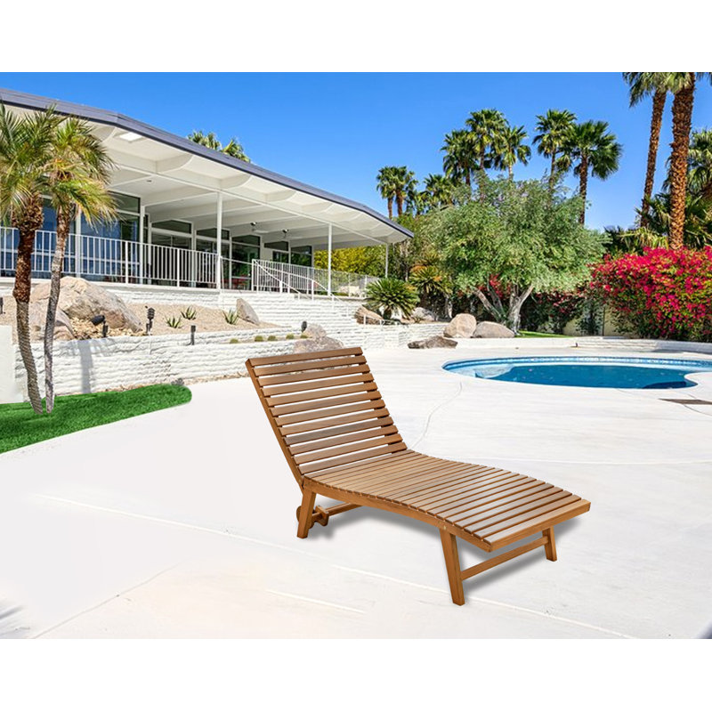 Cayman Outdoor Teak Wood Chaise Lounge