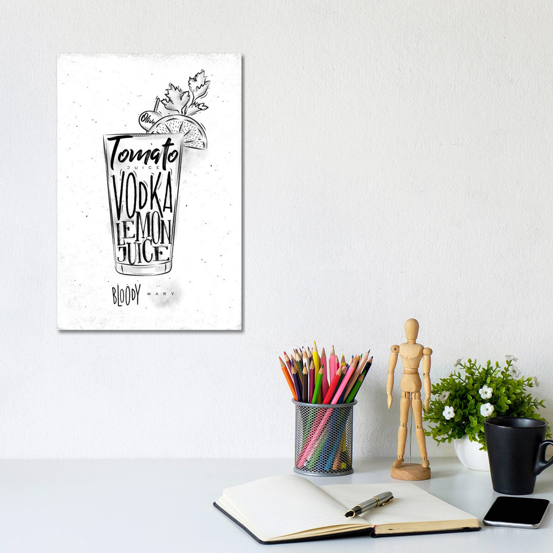 Bloody Mary Cocktail White Background by Pixy Paper - Gallery-Wrapped Canvas Giclée on Canvas