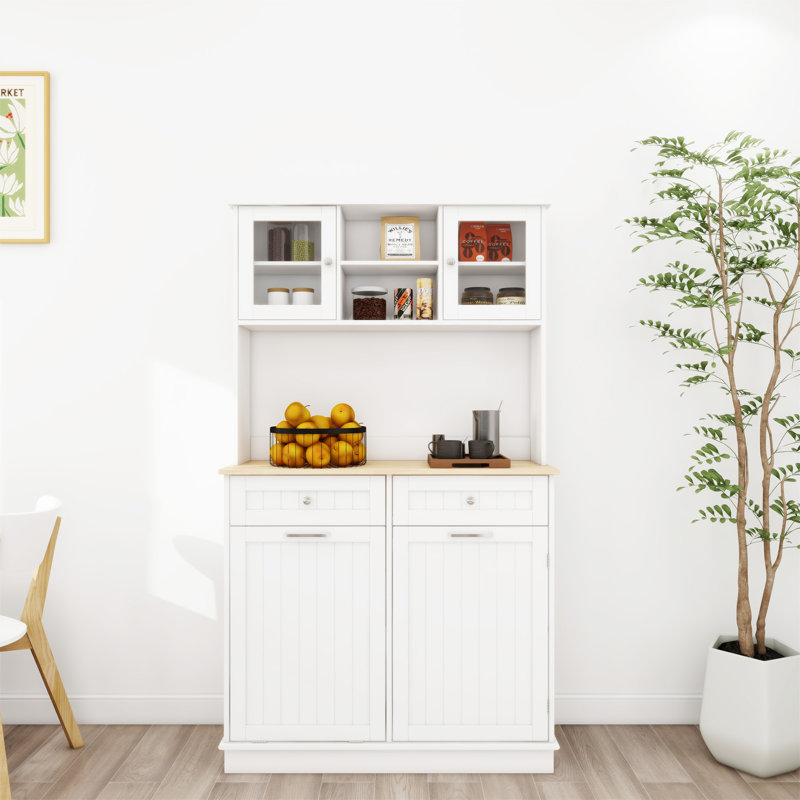 Grande armoire de rangement pour poubelle de cuisine 67,7 po avec 3 tablettes réglables