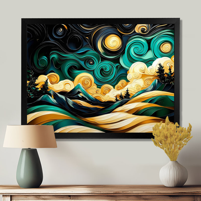 Symphonie de la forêt, paysage III, impression sur toile, H 12 po x l 20 po, Single Picture Framed Print without Mat, Noir
