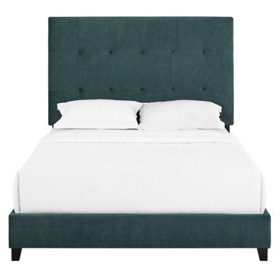 Bedroom Furniture Queen Bed - Velvet Upholstered Rails And Slats Modern