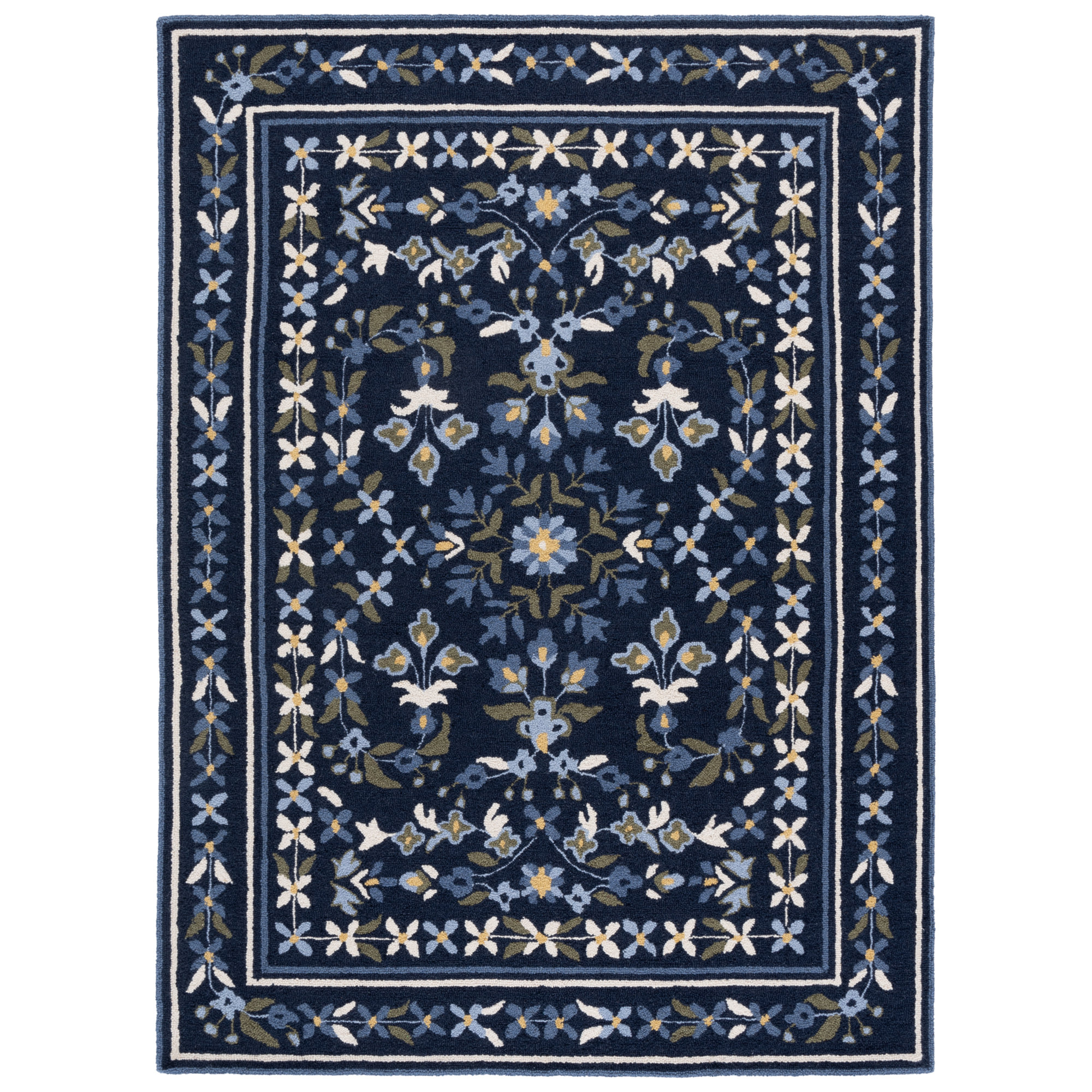 Martha Stewart Hand Tufted Wool, Cotton Floral Outdoor Rug, Rectangle 8' x 10'