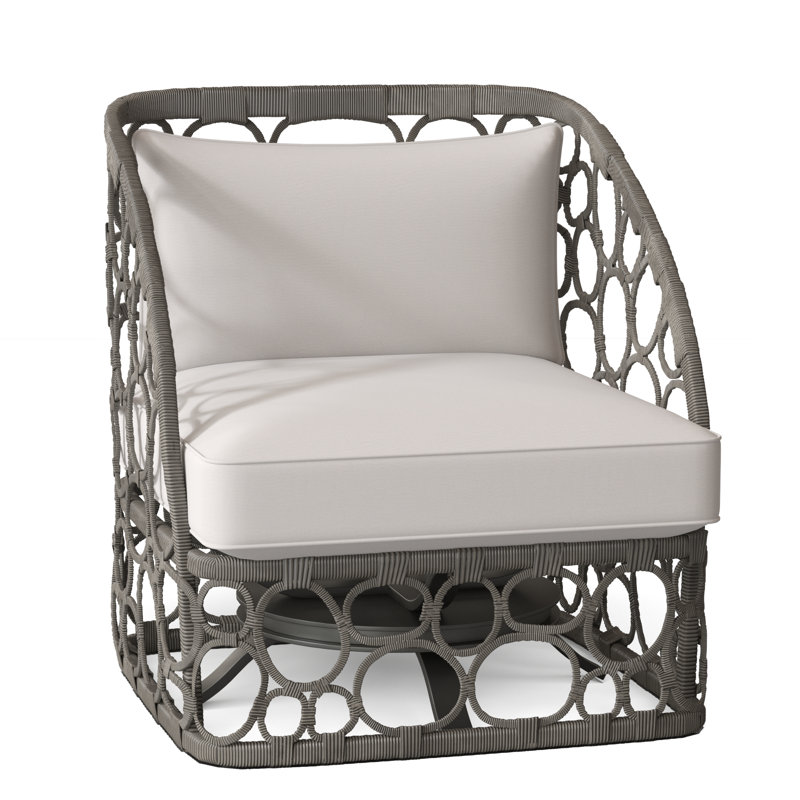 Bali Swivel Patio Chair with Cushions, Cream Outdoor Poly 6070-002, Dove Gray