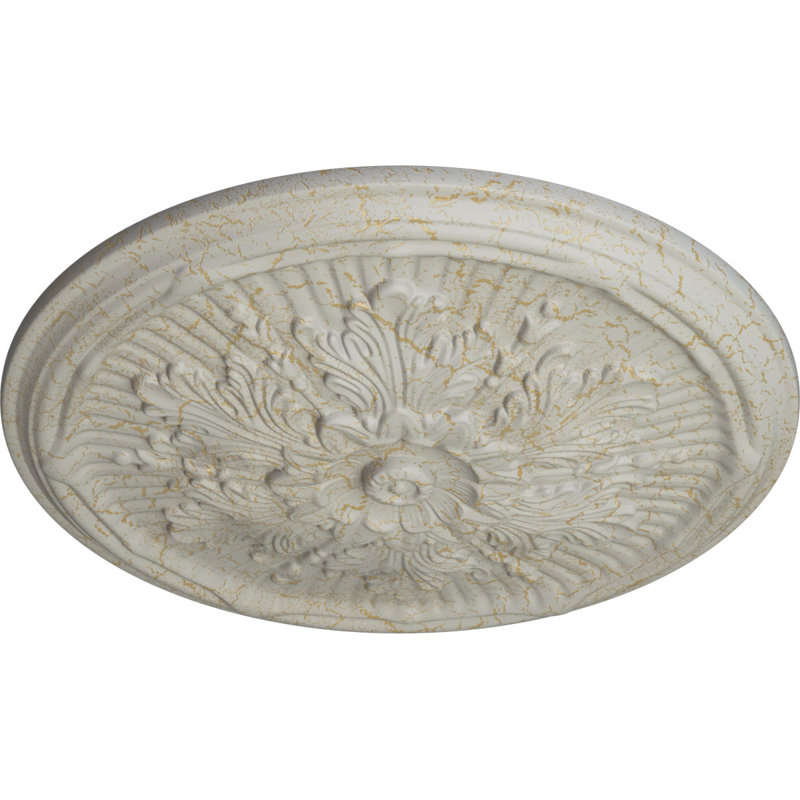 Médaillon de plafond Luton de 21 po x P 2 po (convient aux auvents jusqu'à 3 1/2 po), Pot de crème craquelé