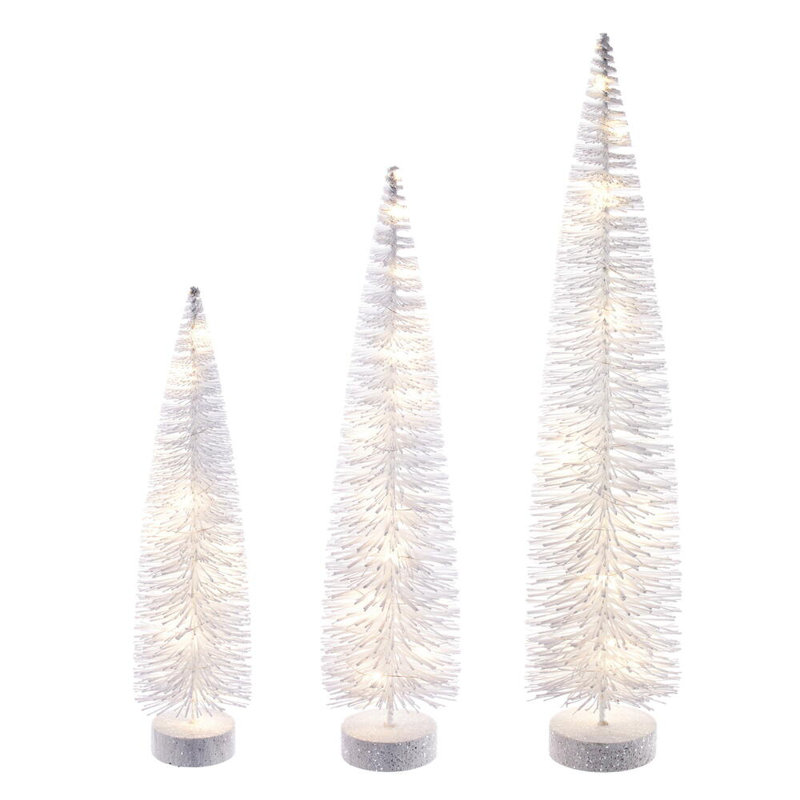  Ensemble d'arbre à brosse à bouteilles blanches de 16 à 20 po à 24 po., Blanc chaud, Blanc, H 2 pi