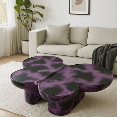 Table basse moderne en faux travertin texturé pour le salon / bureau, mauve et noir
