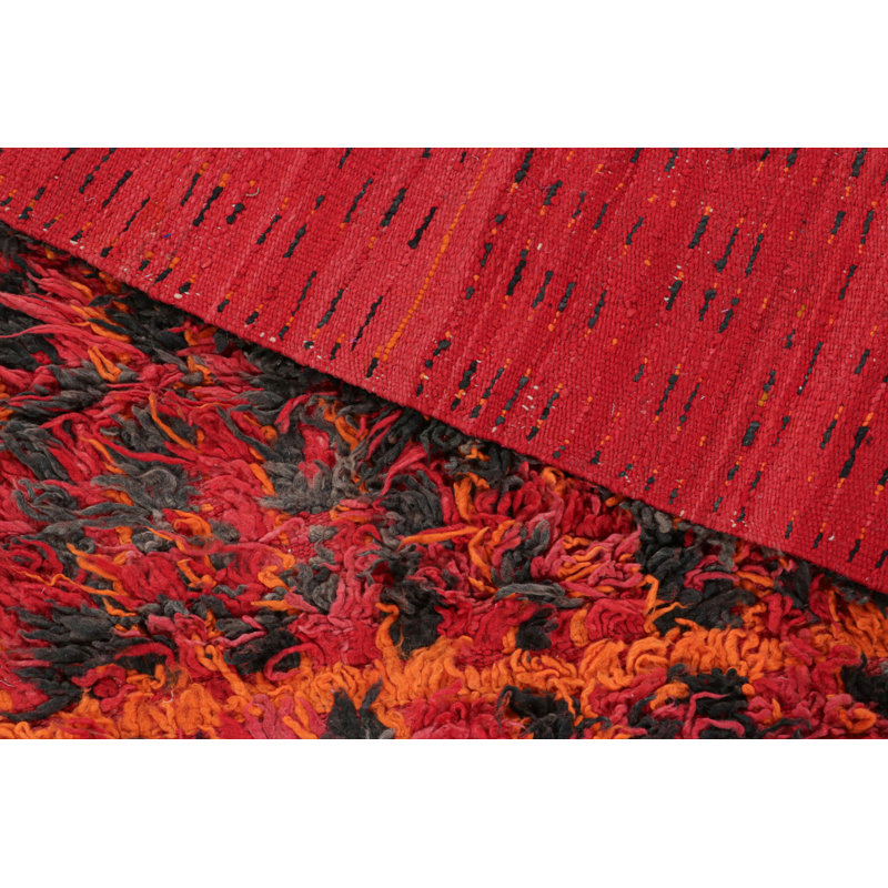 Vintage Moroccan Rug, Red & Black With Abstract Patterns - Rug & Kilim