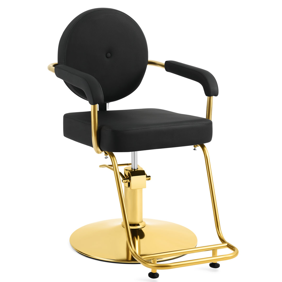 Inbox Zero Round Back Adjustable Height Salon Chair , 360° Swivel Hydraulic Barber Chair Hair Stylist Chair Inbox Zero Leg 