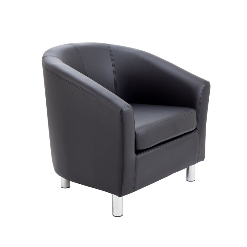 Pyrmont Faux Leather Barrel Chair, Black