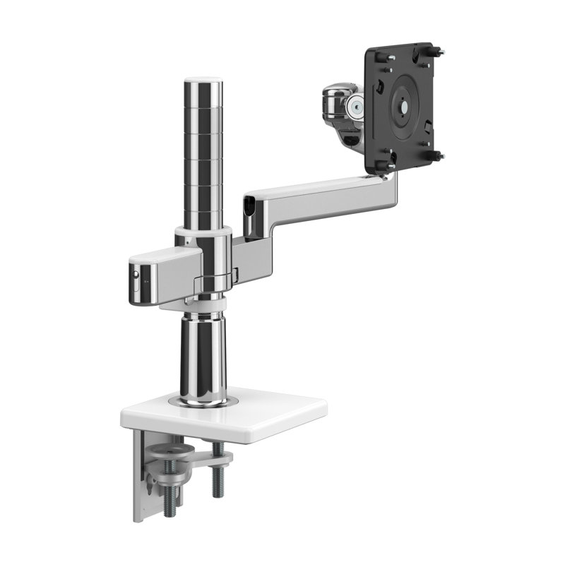 M/Flex For Two Monitors & Dual Arm Bracket, White, Polished Aluminum, Single