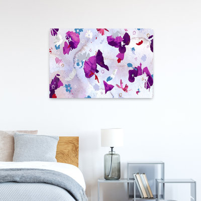 Art contemporain abstrait, lilas, éthéré, lilas, coquelicot, art naturel
