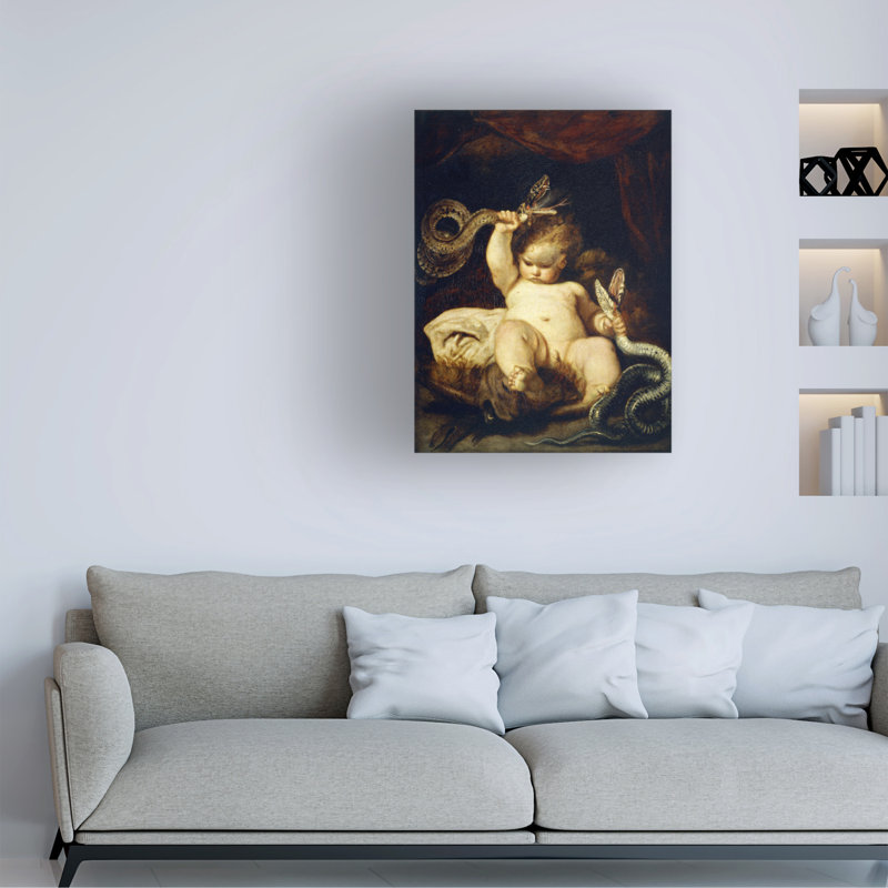 Joshua Reynolds «The Infant Hercules», art sur toile, H 19 po x l 14 po