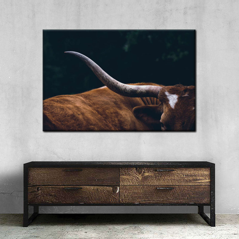 Cow Texas Longhorn Canvas Print, 36" H x 24" W x 1.25" D