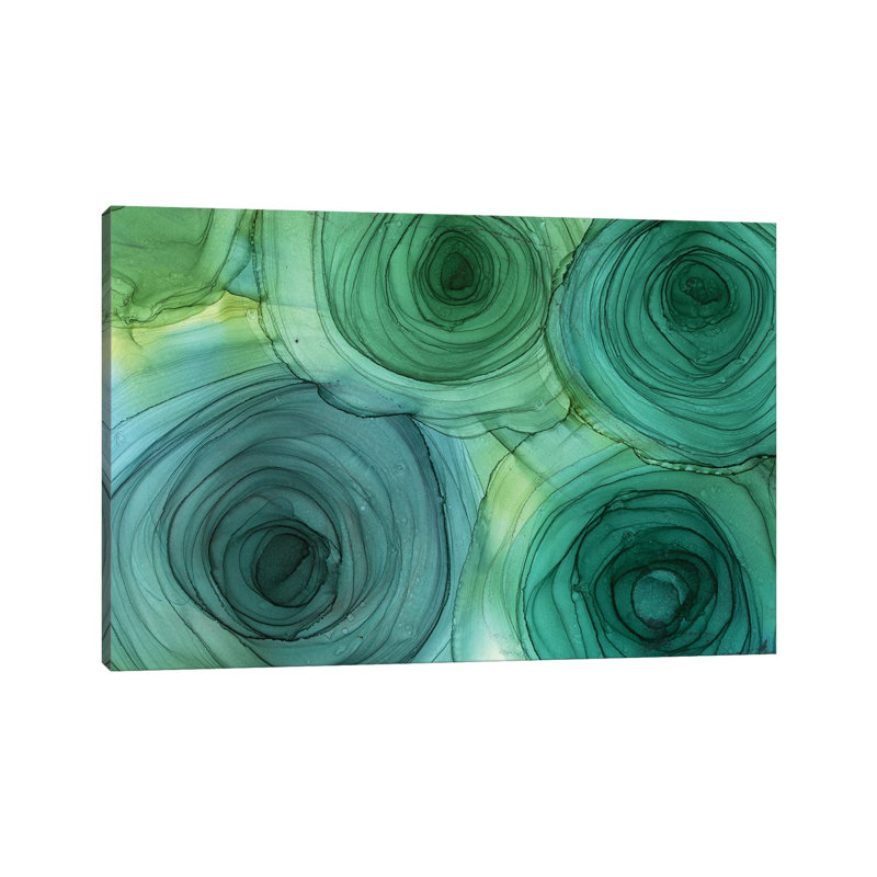 Green Roses - Wrapped Canvas Painting - Wrapped Canvas Painting, 20.32cm H x 30.48cm W x 1.91cm D