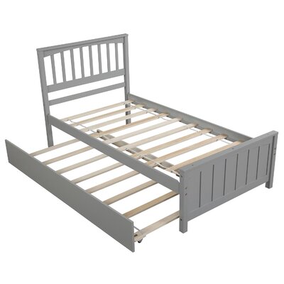 Emilea Solid Wood Platform Bed, Bed Frame with Trundle -  Red Barrel StudioÂ®, 2FF37B99186049B1BA6F5ECA8B18D206