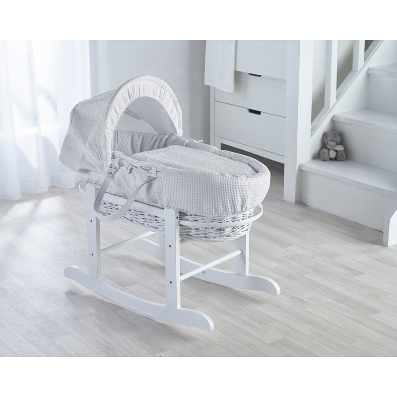 Moses Basket with Bedding with Mattress, White