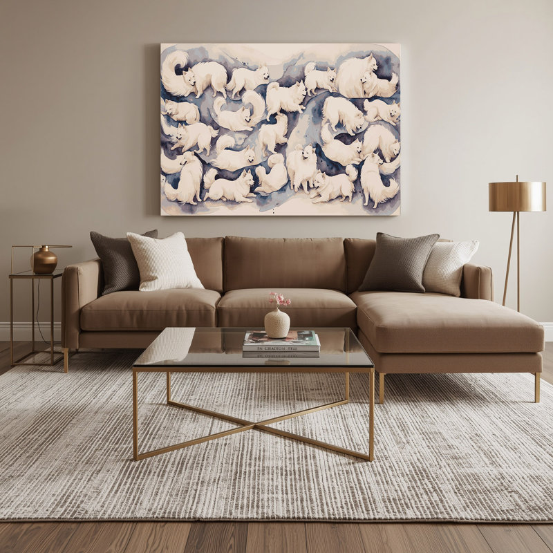 «Dogs Samoyed Beige», art mural sur toile, H 16 po x l 20 po