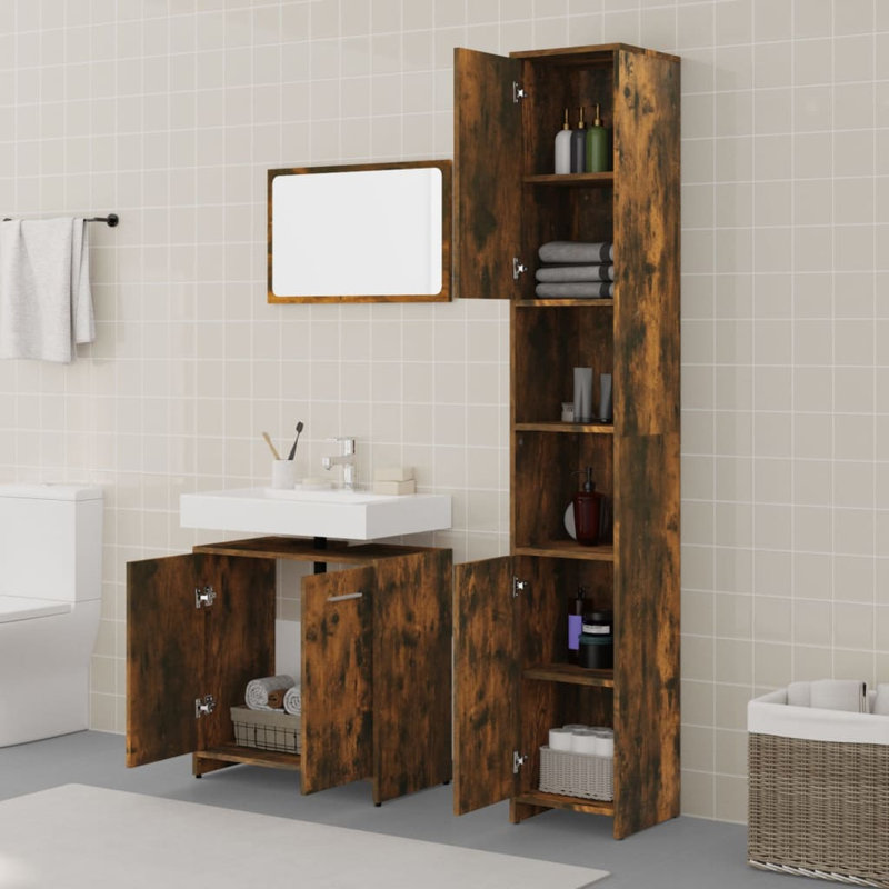 Gismar Bathroom Furniture Suite, Smoked Oak