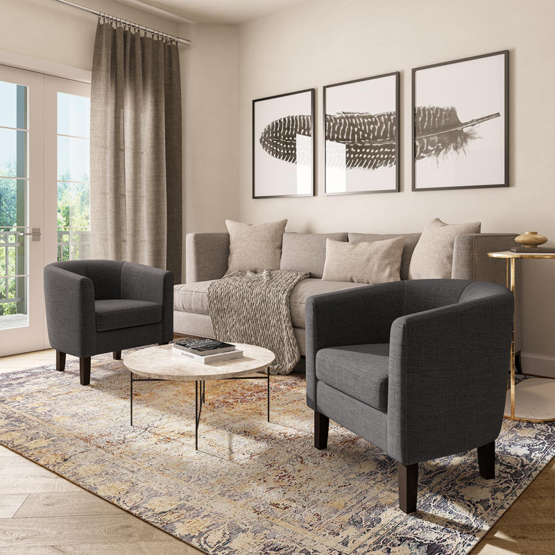Fauteuil demi-tonneau de 26,77 po Munson, Lin gris