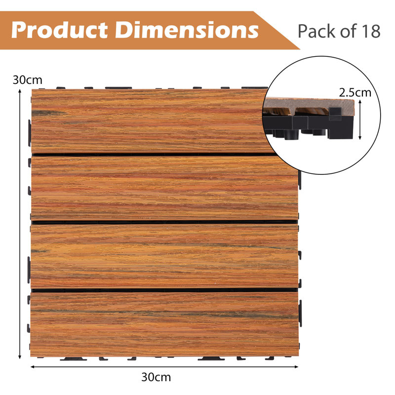 30cm L x 30cm W Composite Interlocking Deck Tile