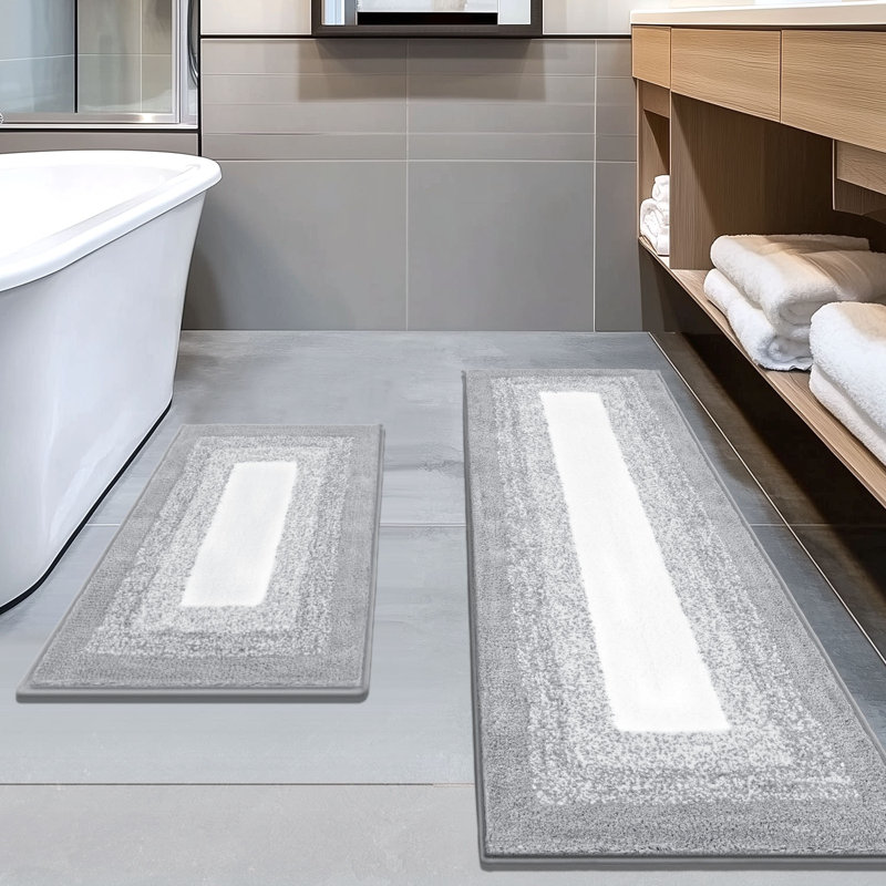 Tapis de salle de bain doux et absorbant (ensemble de 2), Gris