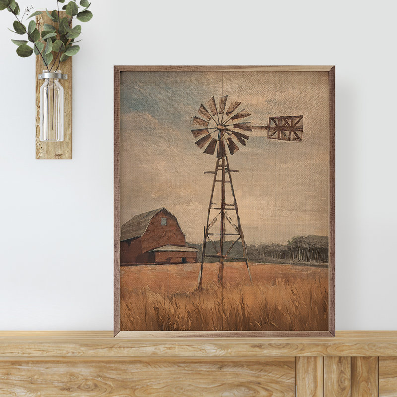 Windmill With Red Barn, 30" H x 24" W