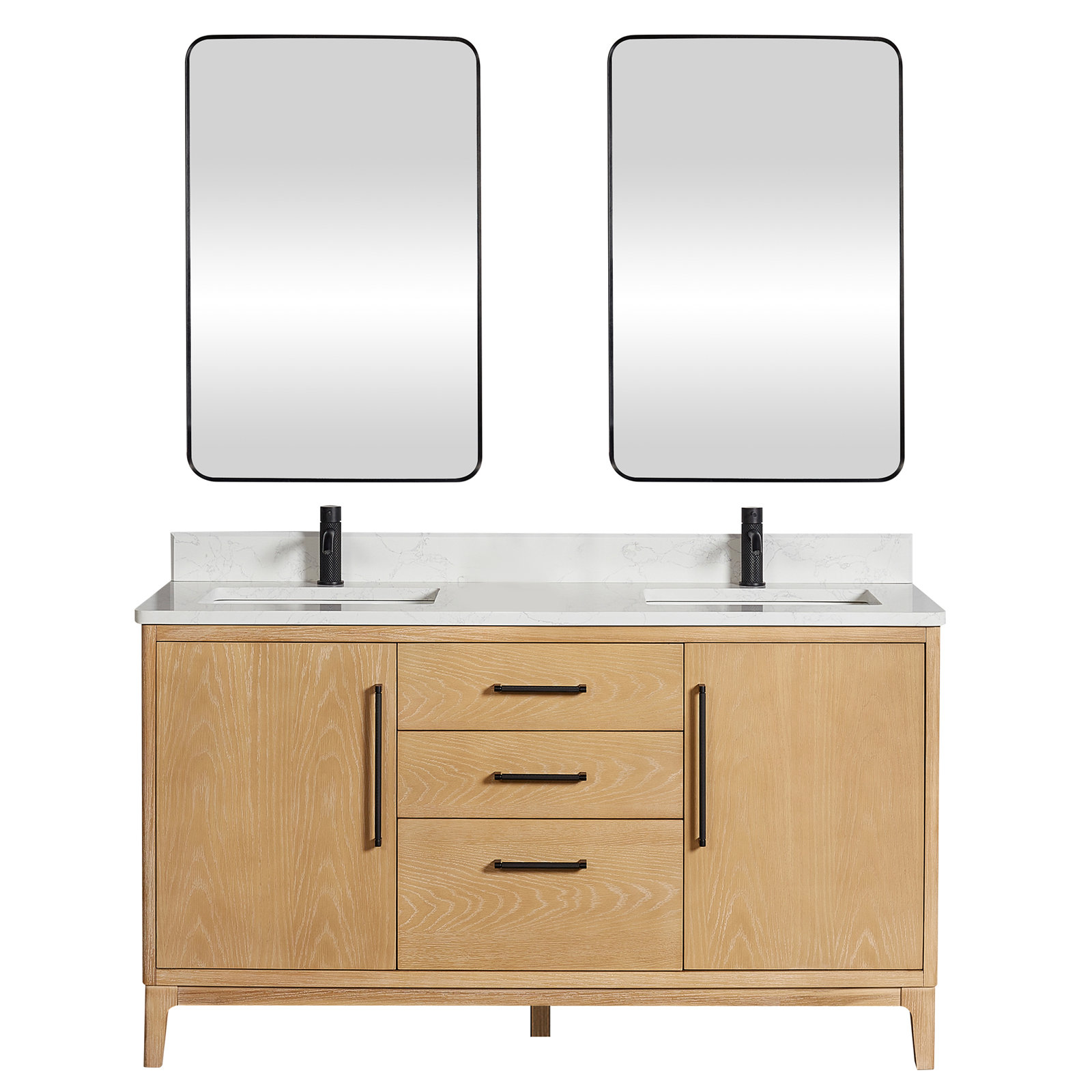 Langosta 60" Free Standing Double Bathroom Vanity, Washed Ash Gray