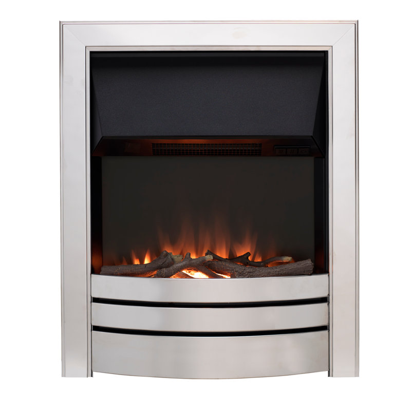Ida Belfry Heating 49cm W Electric Inset Fire, Brushed Steel/Chrome Overlay