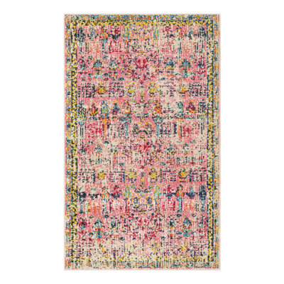 Tapis rose à motif abstrait Ector
