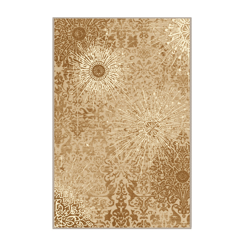 Tapis moelleux moelleux en feutre brun et beige Schroeders, 6 X 9