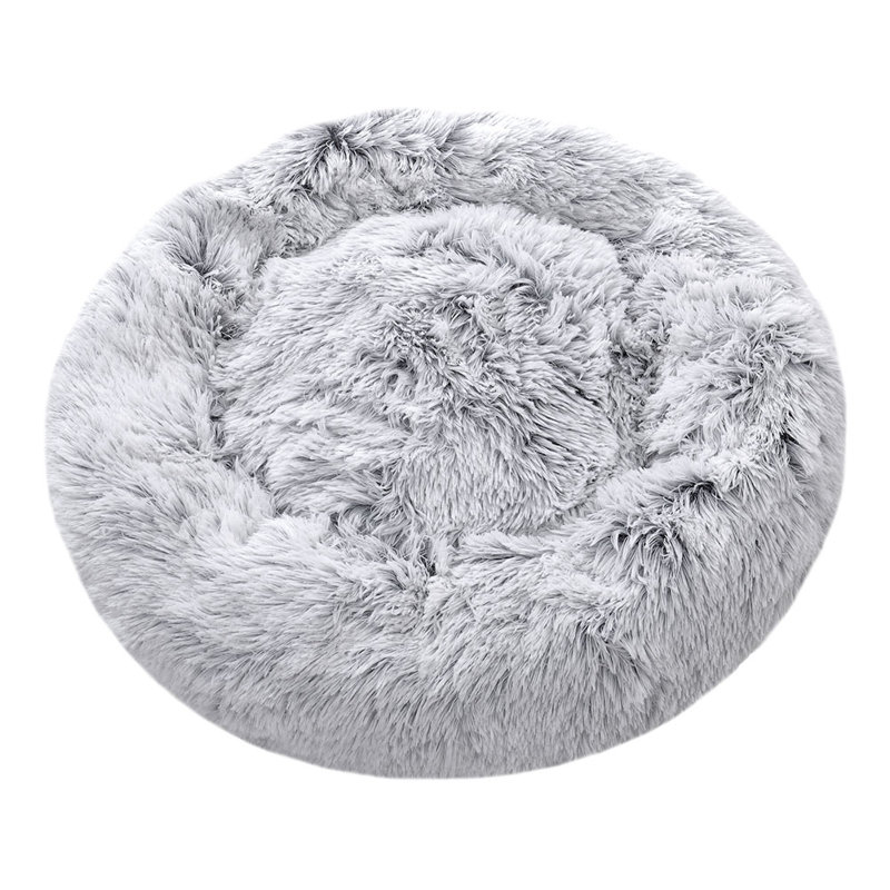 Almaguer Calming Round Donut Plush Dog Cuddler Bed, Medium (60cm W x 60cm D), Gradient Off-White