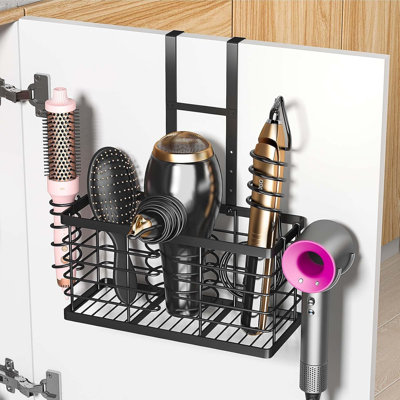 2026 Upgraded 3-in-1 Universal Hair Tool Organizer, XL Size, Black | Adjustable Height Metal Hair Dryer Holder