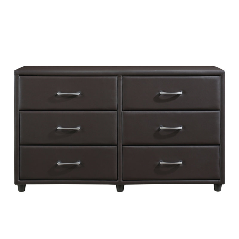 Commode double l 6,25 po à 6 tiroirs Gribble, Marron foncé