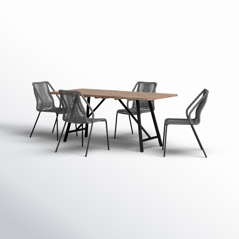 Ensemble de salle à manger rectangulaire pour 4 personnes 32 po de long avec coussins, Gris
